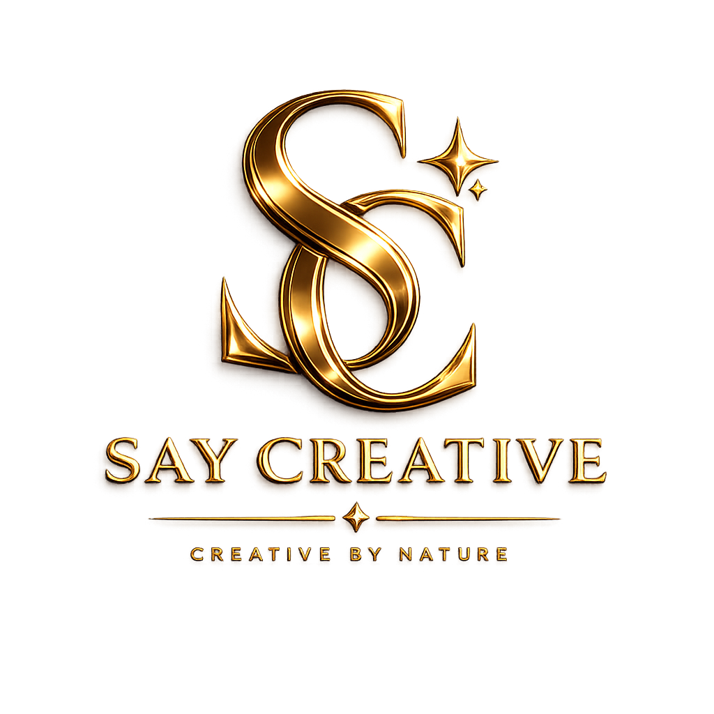 SAY CREATIVE altın rengi marka logosu